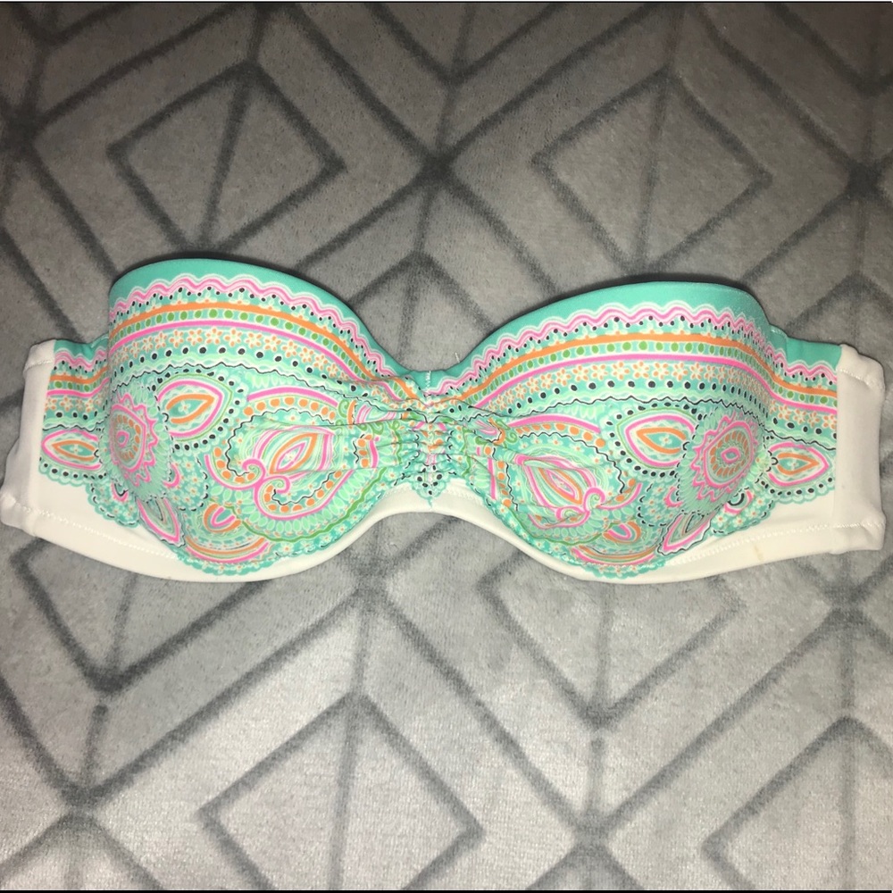 Strapless Bikini Top with Aztec Print